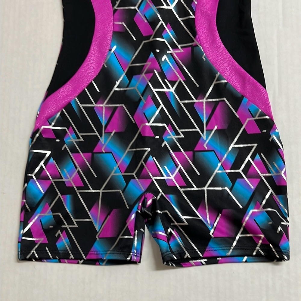 Girls Daskin Freestyle Bodysuit Leotard Gymmastics Geometric One Piece. SIZE 7/8 - Picture 4 of 8